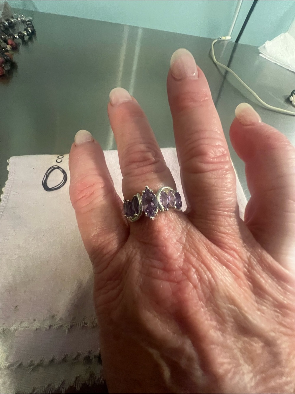 Sterling Silver Amethyst Multi-Stone Ring - Purple